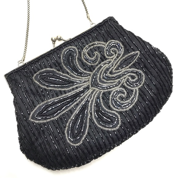 Vintage Black Beaded Purse - Picture 2 of 10